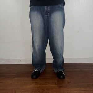 Vintage red tag Baggy southpole Jeans with Faded Look